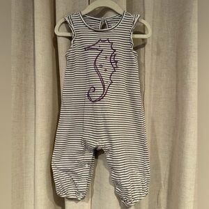 GAP Baby Striped Romper in Gray and White Seahorse 6-9months